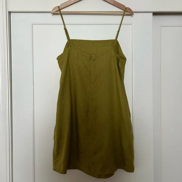 Madewell Goldie Mini Dress in 100% Linen Citrus Lime 10 - Picture 3 of 6